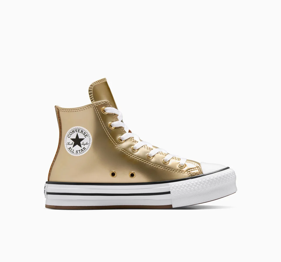 Taylor All Star Lift Platform Gold Chuck Taylors Metallic Gold
