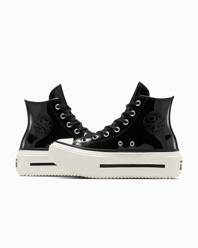 Chuck Taylor All Star Lift Double Stack Platform Patent Leather Black/Egret/Black, Detail Angle View