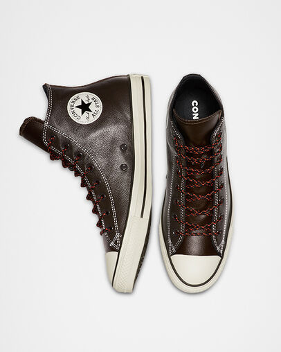 Tumbled Leather Chuck Taylor All Star Velvet Brown/Campfire Orange/E