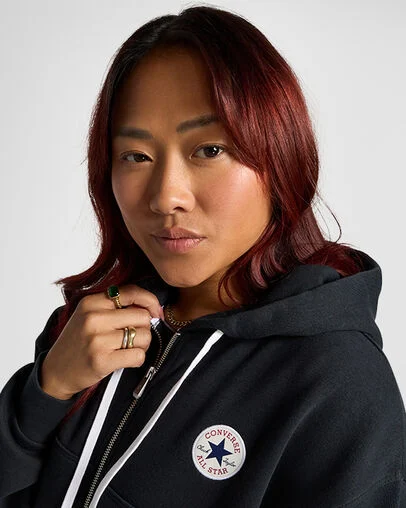 Retro Full-Zip Hoodie Converse Black, Detail View