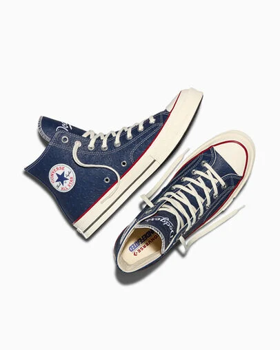 Converse x Dodgers x UNDEFEATED Chuck 70 Navy/Egret/Red, Angled View