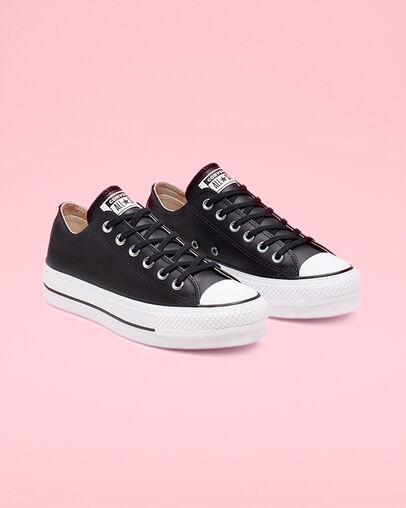 Chuck Taylor All Star Leather Platform Low Top Black/Black/White