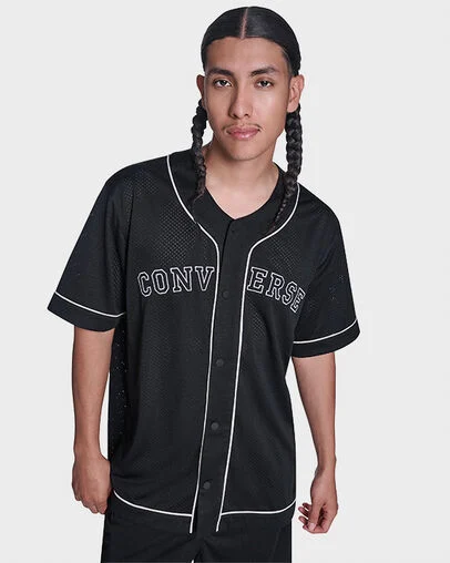Converse Relaxed Baseball Jersey Converse Black, Front View