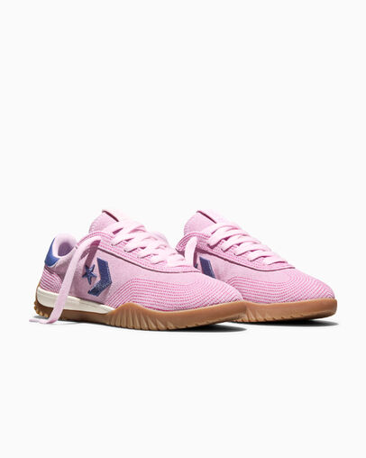 Run Star Trainer Stitched Suede New Found Bloom Pink/ Pink/Indigo Storm, Top and Side View