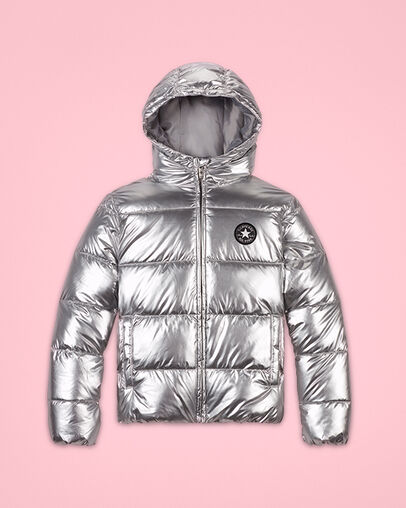 Metallic Chuck Taylor Patch Puffer Metallic Silver