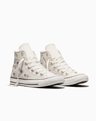 Chuck Taylor All Star Sequin Flowers Vintage White/Black, Top and Side View