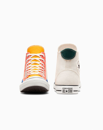 Chuck Taylor All Star Patchwork Egret/Yellow/Blue, Heel View