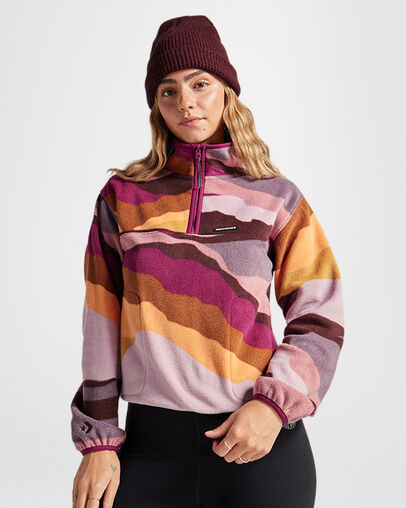 Counter Climate Polar Fleece Abstract Half-Zip Popover Phantom Violet Multi, Front View