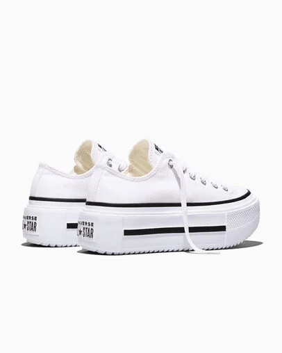 Chuck Taylor All Star Lift Double Stack Platform Canvas White/Black/White, Heel View