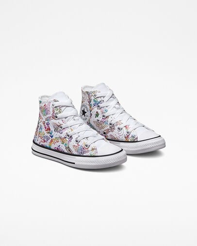 Chuck Taylor All Star Butterfly Shine White/Pink/Purple/Blue, Angled View