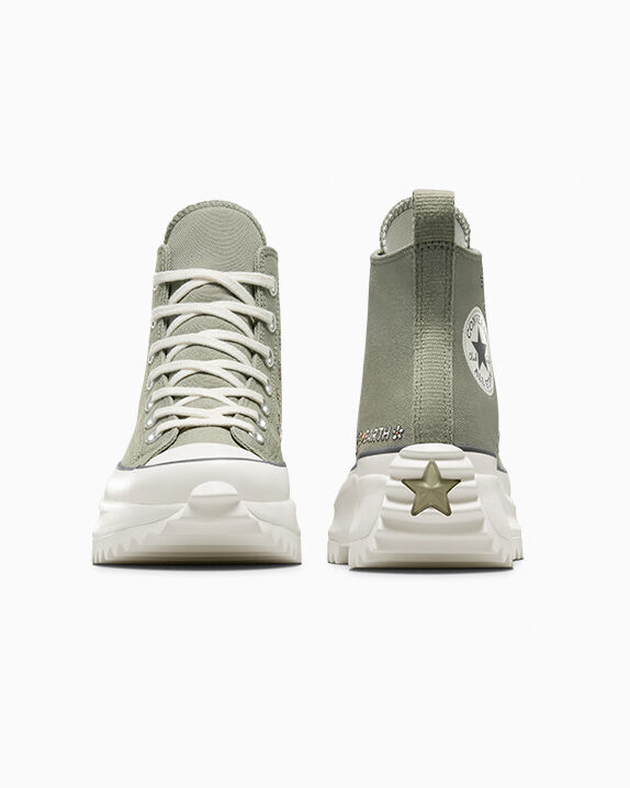 Run Star Hike Platform Floral Embroidery Unisex High Top Shoe