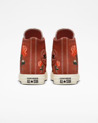 Chuck Taylor All Star Embroidered Roses Rugged Orange/Egret/Midnight C, Heel View