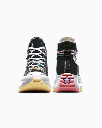 Run Star Hike Kidult Black/White/Daydream Yellow, Heel View