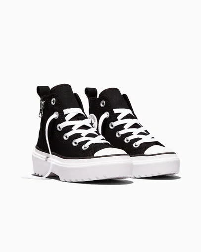 Chuck Taylor All Star Lugged Lift Platform Canvas Black/Black/White, Top and Side View