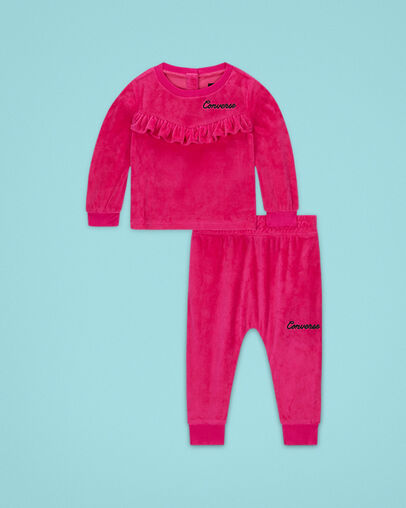 Velour Ruffle 2-Piece Set Prime Pink
