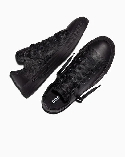 Chuck Taylor All Star Leather Black Mono, Angled View