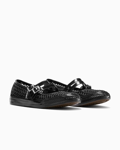 Chuck Taylor All Star Dainty Mary Jane Knit Black/Total Eclipse/Black, Top and Side View