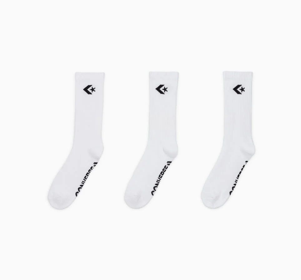 3-Pack Women's Embroidered Crew Socks White