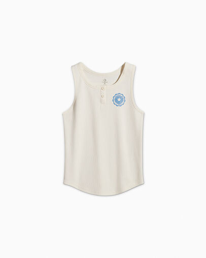 Ribbed Henley Tank Egret, Front View