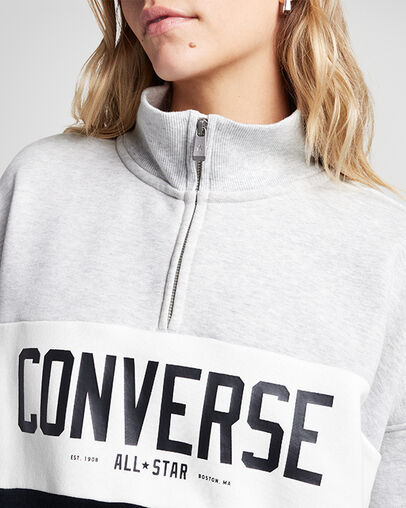 Half-Zip Colorblocked Pullover Converse Black, Detail View