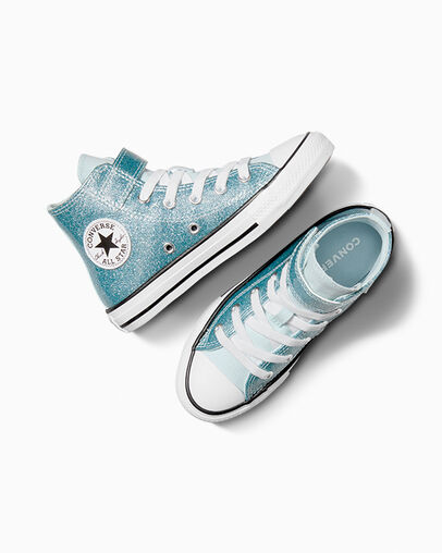 Chuck Taylor All Star Coated Glitter Easy-On Winter Slay Blue /White/Black, Angled View