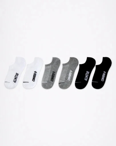 Wordmark No-Show 6-Pack Socks Black, Front View