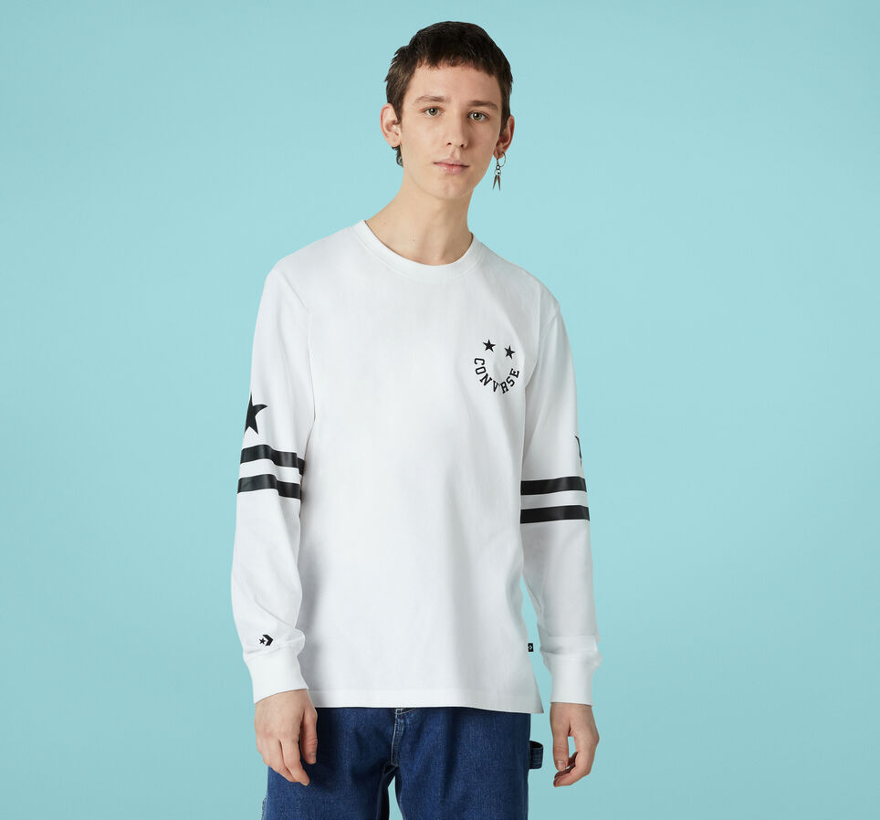 Twisted Varsity Cheerful Cut & Sew Long Sleeve White