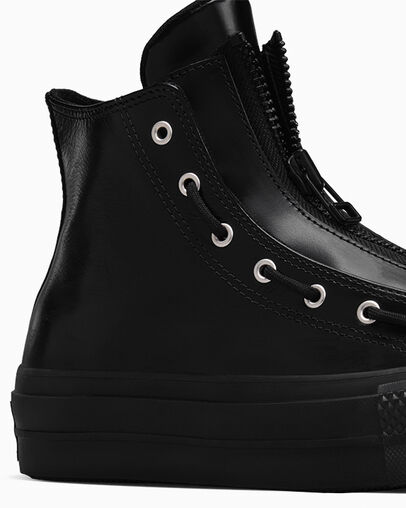 Chuck Taylor All Star Lift Platform Leather Black/Total Eclipse/Black, Detail Angle View