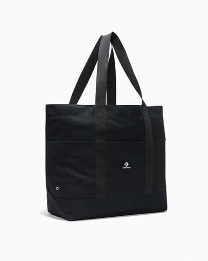 Premium Heavyweight Canvas Tote Bag Converse Black, 3/4 View