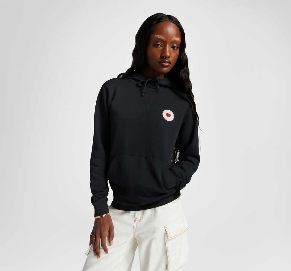 Y2K Heart Pullover Hoodie Converse Black