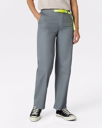 Wide Leg Woven Pant Limestone Grey, Front View