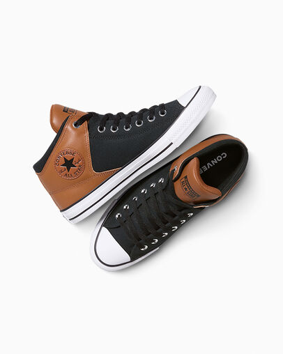 Chuck Taylor All Star High Street Suede & Canvas Warm Tan/Black/White, Angled View