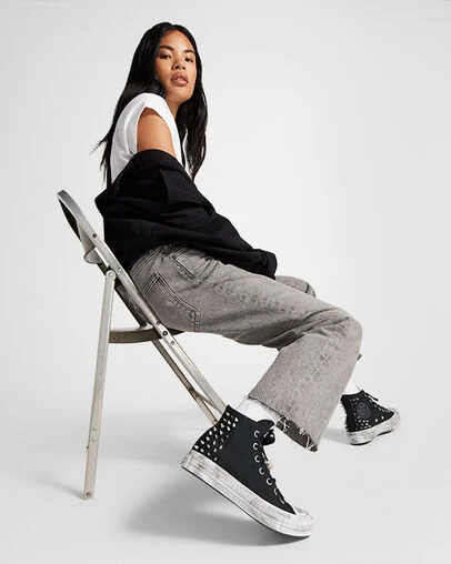 Chuck 70 Studded Black/White/Black, On Foot Shot 1