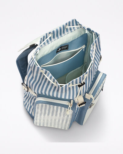 Gestreifter Ripstop-Rucksack Indigo Oxide/Egret Stripe, Detail View