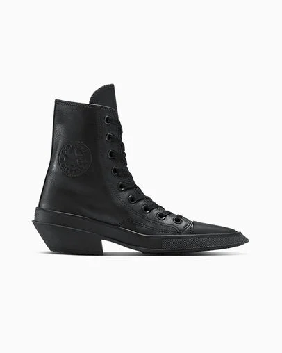 Chuck 70 De Luxe Pointed Leather Black/Black/Black, Outer Side View