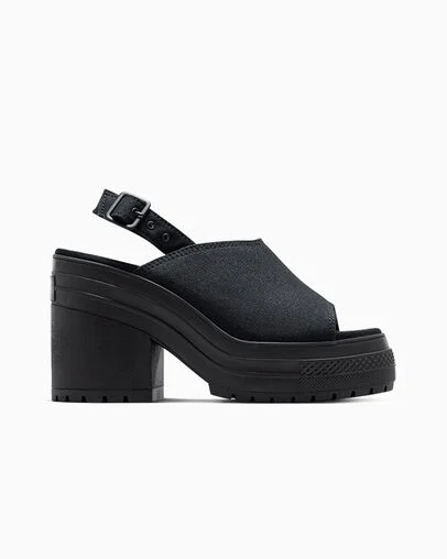 Chuck 70 De Luxe Heel Sandal Platform Black/White/Black, Outer Side View