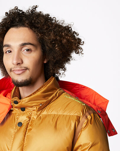 Counter Climate Long Down Jacket Wheat, Detail View