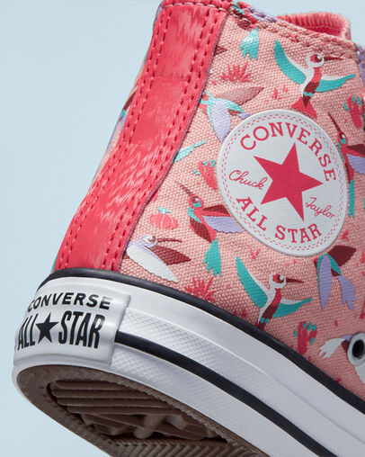 Chuck Taylor All Star Easy-On Bright Hummingbirds Coral decolorado/Mermelada de fresa, Detail Angle View