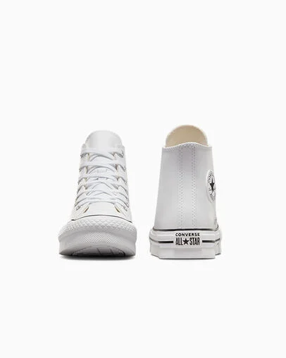 Chuck Taylor All Star Lift Platform Leather Blanco/Marfil natural/Negro, Heel View