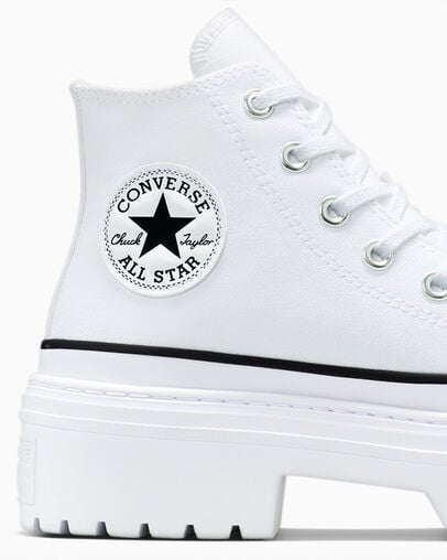 Chuck Taylor All Star Lugged Heel Platform White/Black/Egret, Detail Angle View