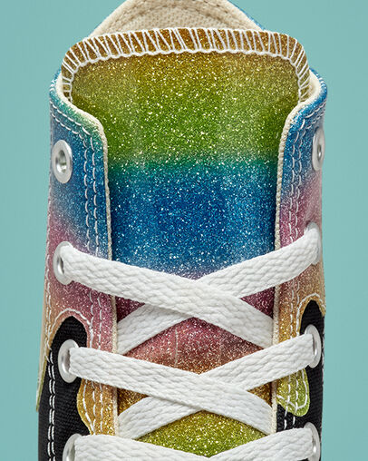 Chuck Taylor All Star Glitter Drip Black/Natural Ivory/Pink, Detail Angle View