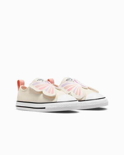 Chuck Taylor All Star Easy-On Butterflies Egret/Soft Peach/Pink Phase, Top and Side View