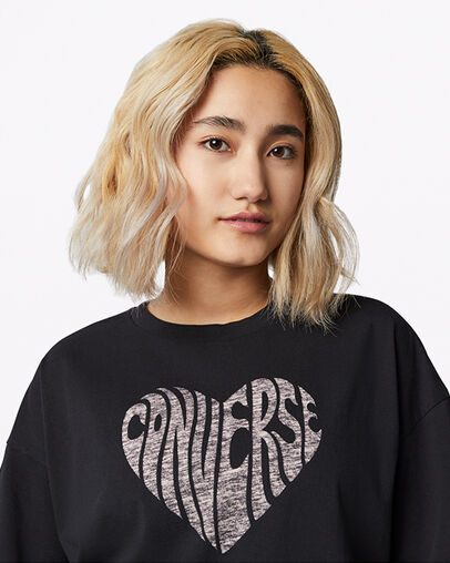 Camiseta Heart Reverse Print Black Negro Converse, Detail View