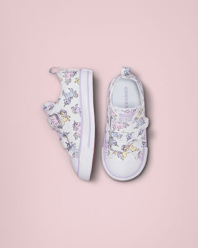 Chuck Taylor All Star Easy-On Unicorns White/Moonstone Violet, Top and Side View