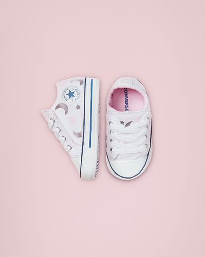 My Wish Chuck Taylor Cribster Blanco/Rosa/Plata, Top and Side View