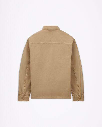 Washed Canvas Full Zip Work Shirt Nomad Khaki, Back View