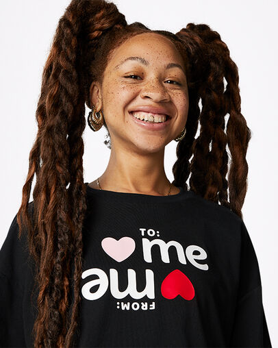 T-shirt ample imprim&eacute; Love Me Noir Converse, Detail View