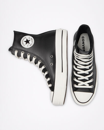 Extra High Platform Chuck Taylor All Star Black/White/Black, Top and Side View