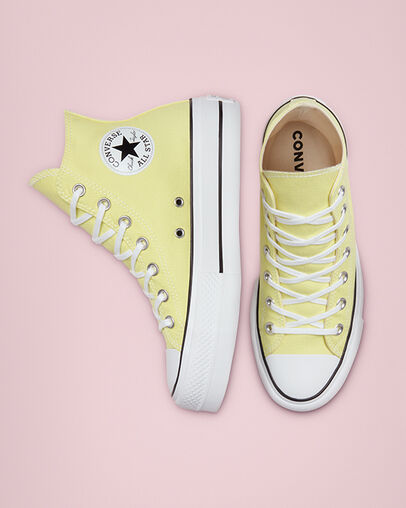 Converse Color Platform Chuck Taylor All Star Citron clair/Blanc/Noir, Top and Side View