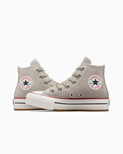 Chuck Taylor All Star EVA Lift Platform Suede Papyrus/Egret/Midnight Navy, Detail Angle View